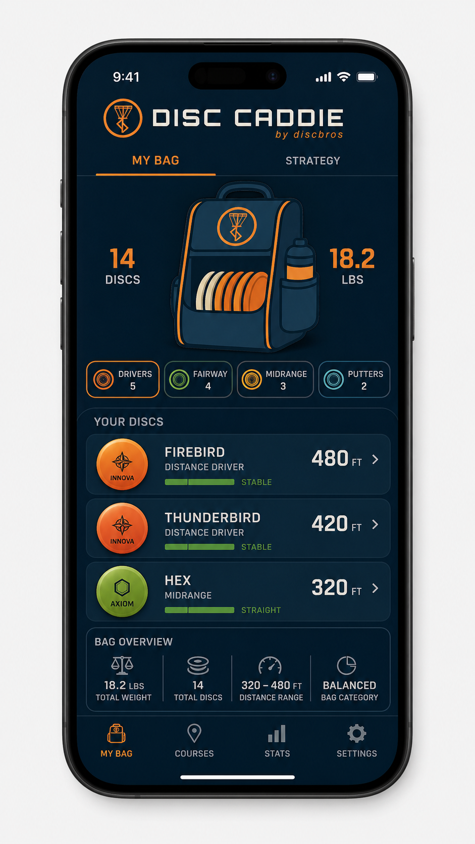 Disc Caddie course view screen